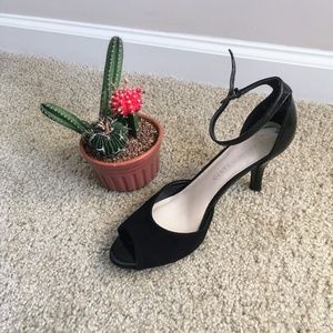 Franco Sarto Black Ankle Strap Stiletto Sandals